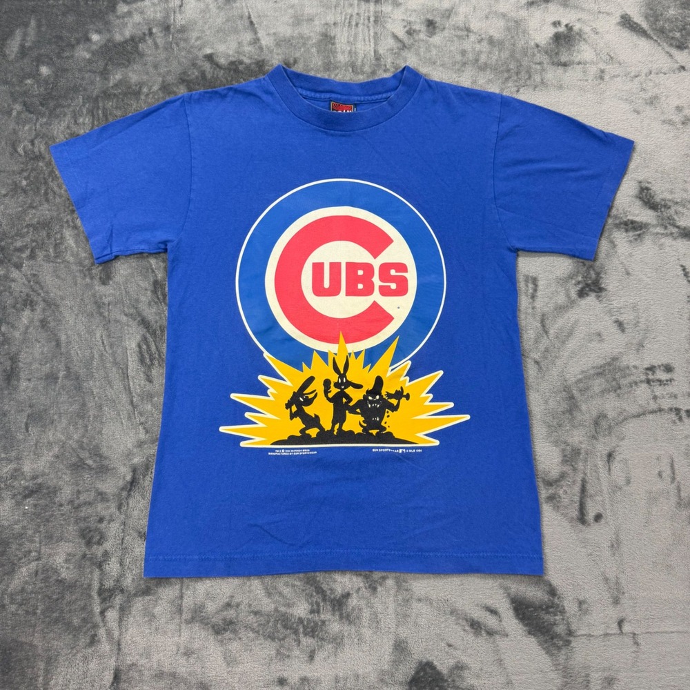 VTG 1994 Chicago Cubs‎ Looney Tunes T-Shirt Single Stitch Bugs Bunny Blue Small - Picture 2 of 8